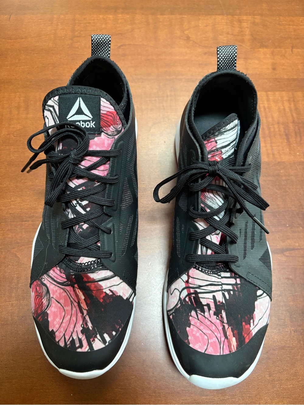 Reebok Black & Pink Floral-Accent Athletic Sneakers